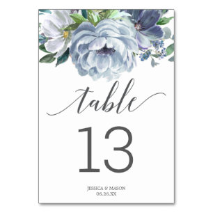 Numeração De Mesa Números de Tabela de Casamento Azul Duplo Lado