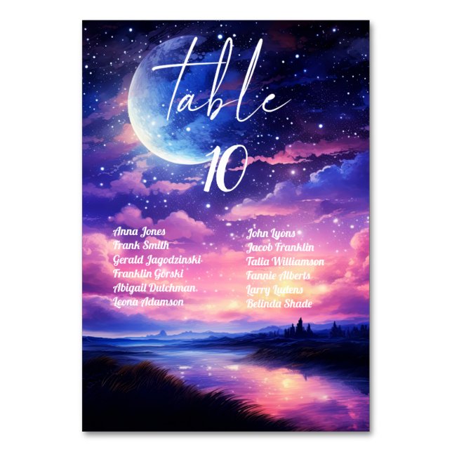 Numeração De Mesa Números De Tabela De Casamento Celestial Com Nomes (Frente)