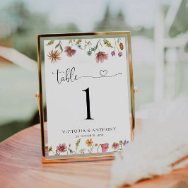 Numeração De Mesa Números de Tabela de Casamento de Flores Selvagens
