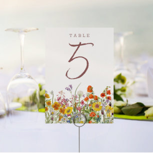 Numeração De Mesa Números de Tabela de Casamento de Flores Selvagens