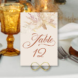 Numeração De Mesa Números de Tabela de Casamento de Folhagem Botânic<br><div class="desc">Cream cartão de número de tabela com caligrafia elegante e número personalizado. Esse desenho botânico tem uma cobertura de folhagem aquosa com buquê de folhas em cascata em tons de cinamão-de-ferrugem amarelo-amêndoa e ouro. Design elegante e flexível com estilos modernos e uma paleta de cores rica, quente e suja. Por...</div>