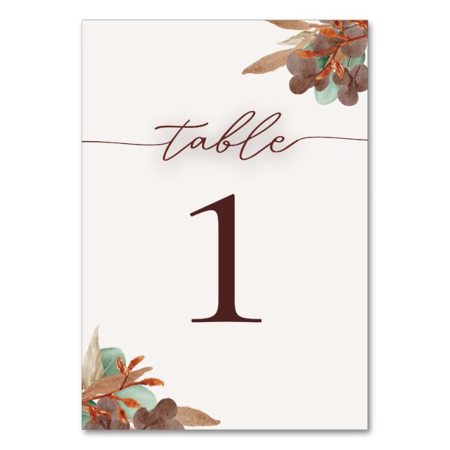 Numeração De Mesa Números de Tabela de Casamento de outono Moderno (Frente)
