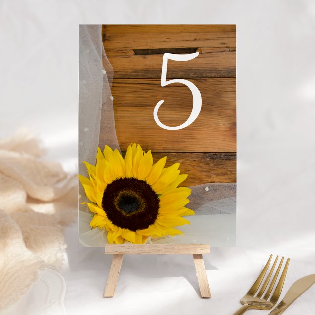 Numeração De Mesa Números de Tabela de Casamento de Sunflower e Veil (Criador carregado)