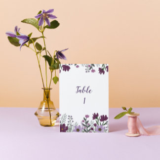 Numeração De Mesa Números de Tabela de Casamento Floral Roxo