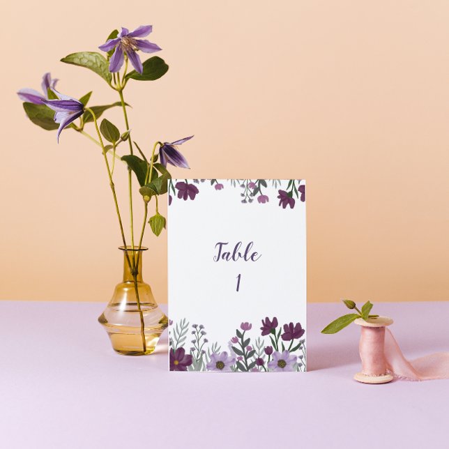 Numeração De Mesa Números de Tabela de Casamento Floral Roxo (Criador carregado)