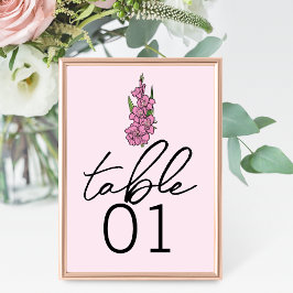 Numeração De Mesa Números de Tabela de Casamento Gladiolus Rosa Mini