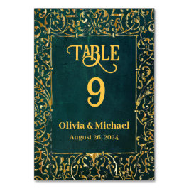 Numeração De Mesa Números de Tabela de Casamento Verde Escuro Vintag