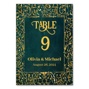 Numeração De Mesa Números de Tabela de Casamento Verde Escuro Vintag