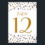 Numeração De Mesa Números de Tabela de Pontos de Confetti Roxos e Do<br><div class="desc">Números de tabela modernos cartões com carvão,  ouro de cobre e pontos roxos. Este design também está disponível em várias cores.</div>