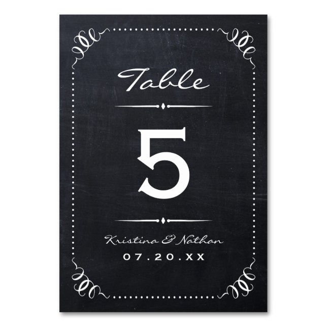 Numeração De Mesa Números de Tabela de Quic Rustic Chalkboard (Frente)