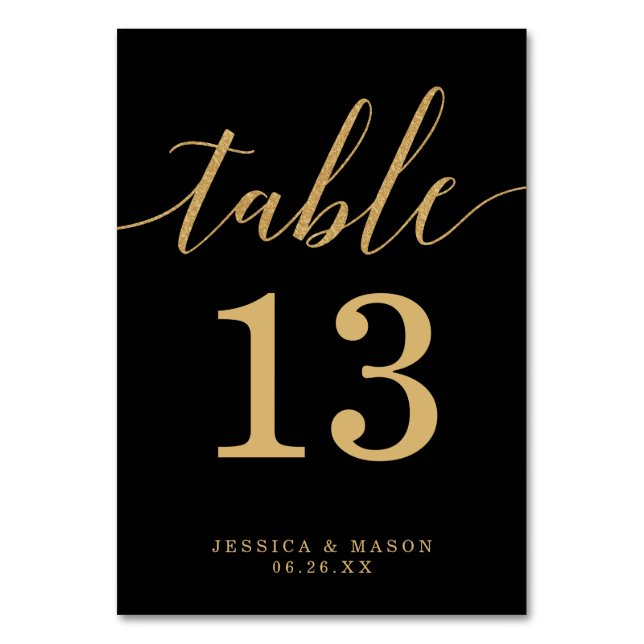 Numeração De Mesa Números de Tabela Dourada Mínimos Elegantes (Frente)