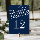Numeração De Mesa Números de Tabela Elegante de Script Azul e Branco<br><div class="desc">Cartões simples e elegantes para números de tabela com uma letra de script de estilo caligráfico. Personalize cada cartão com os números da sua mesa para se adequar a qualquer casamento ou festa. Clique em Personalizar para alterar a fonte e a cor do número ou alterar a cor do plano...</div>