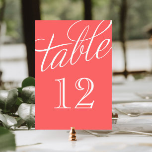 Numeração De Mesa Números de Tabela Elegante de Script Coral e Branc