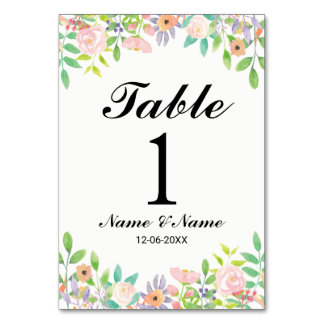 Numeração De Mesa Números de Tabela Elegante Floral de Aquarela de C