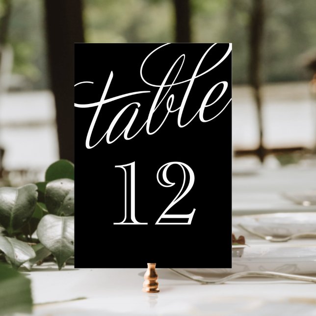 Numeração De Mesa Números de Tabela Elegante Preto e Branco (Criador carregado)