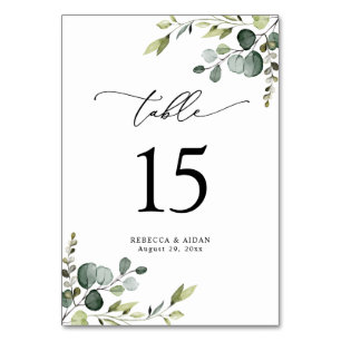 Numeração De Mesa Números de Tabela Eucalyptus Greenery de Script El