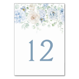 Numeração De Mesa Números de Tabela Floral Azul e Branco