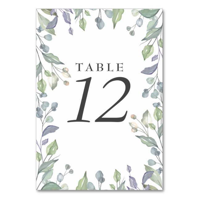 Numeração De Mesa Números de Tabela Floral de Aquarela Lilac Sage (Frente)