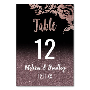 Numeração De Mesa Números de Tabela Floral de Brilhante Dourada com