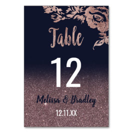 Numeração De Mesa Números de Tabela Floral de Glitter Dourada Rosa A