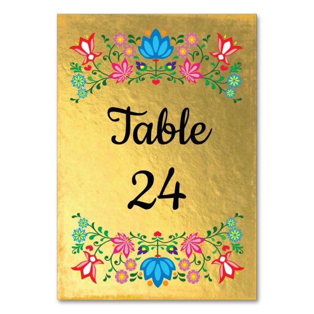 Numeração De Mesa Números de Tabela Floral Fiesta Mexicana (Frente)