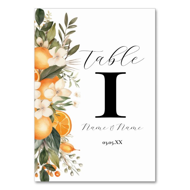 Numeração De Mesa Números de Tabela Floral Laranja Flores (Frente)