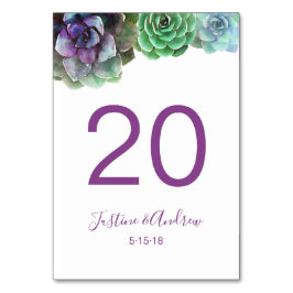 Numeração De Mesa Números de Tabela Floral Suculentes de Aquarela