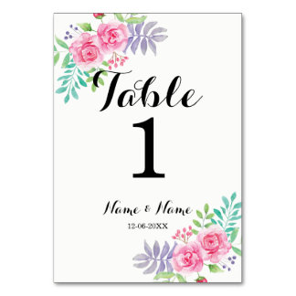 Numeração De Mesa Números de tabela Flores de Rosa de Aquarela de Ca