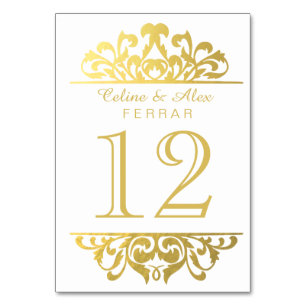 Numeração De Mesa Números de Tabela Flourish Foil Glam Gold   branca