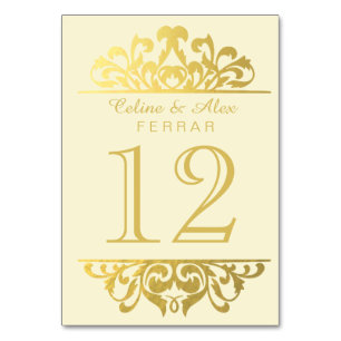 Numeração De Mesa Números de Tabela Flourish Foil Glam Gold   ouro m