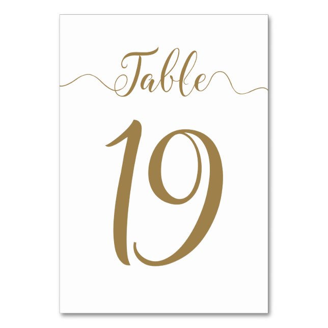 Numeração De Mesa Números de tabela Mesa de casamento Dourada 19 (Frente)