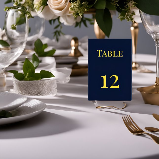 Numeração De Mesa Números de Tabela Simples Azul e Dourada - Elegant (Criador carregado)
