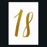 Numeração De Mesa Números de Tabela - Tipografia de Script de Pincel<br><div class="desc">Tabela Número 18: Esta placa de número de tabela de script de pincel casual é definida em uma folha de ouro falsa. IMPORTANTE: A aparência mostrada é um efeito impresso. Não é folha de papel real. Se você não quiser esse efeito, poderá excluí-lo assim: 1) Clique em "Personalizar mais. 2)...</div>