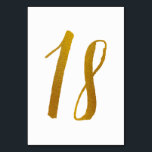 Numeração De Mesa Números de Tabela - Tipografia de Script de Pincel<br><div class="desc">Tabela Número 18: Esta placa de número de tabela de script de pincel casual é definida em uma folha de ouro falsa. IMPORTANTE: A aparência mostrada é um efeito impresso. Não é folha de papel real. Se você não quiser esse efeito, poderá excluí-lo assim: 1) Clique em "Personalizar mais. 2)...</div>