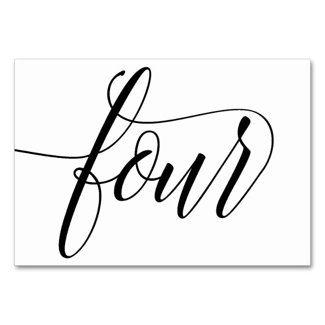 Numeração De Mesa Números de Tabela - Tipografia Luxe (Preto) 4 (Frente)