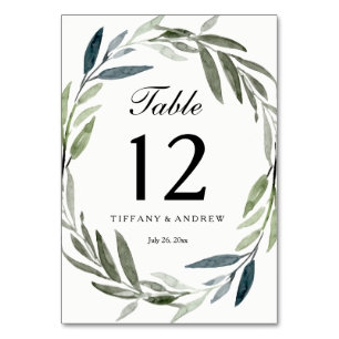 Numeração De Mesa Números de Tabelas de Casamento de Folha Elegante 