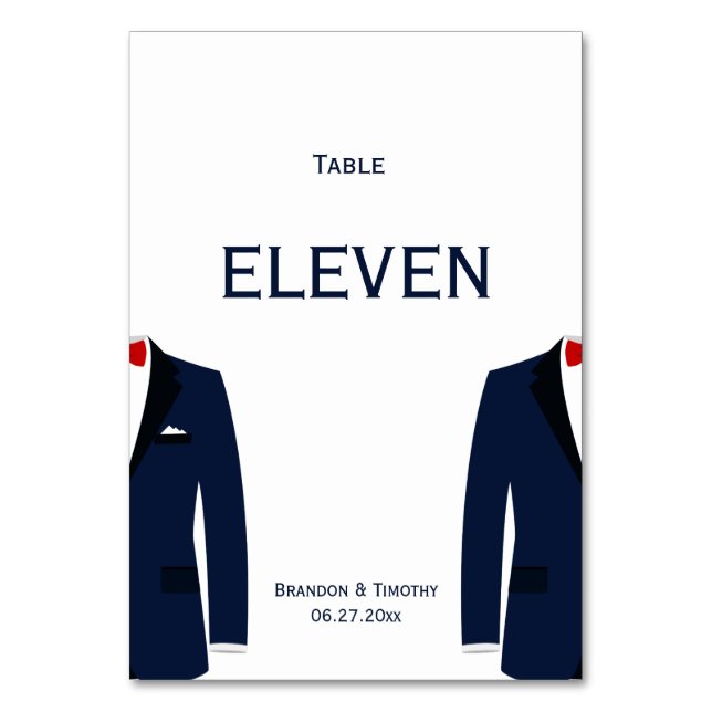 Numeração De Mesa Números De Tabelas De Casamento De Gay Branco E Az (Frente)