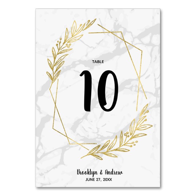 Numeração De Mesa Números De Tabelas De Casamento De Marble E Efeito (Frente)