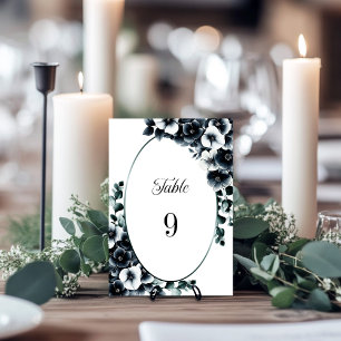 Numeração De Mesa Números de Tabelas de Casamento Floral Branco-Pret