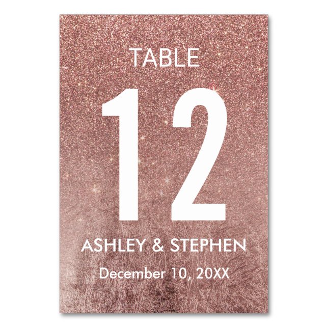 Numeração De Mesa Números de Tabelas de Folhas Glitter Douradas, Gir (Frente)