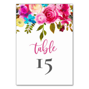 Numeração De Mesa Números de Tabelas Florais De Casamento Rosa Duplo