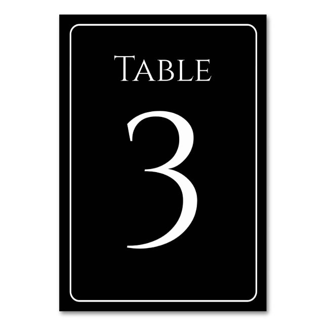 Numeração De Mesa Números de Tabelas na moda preto e branco (Frente)