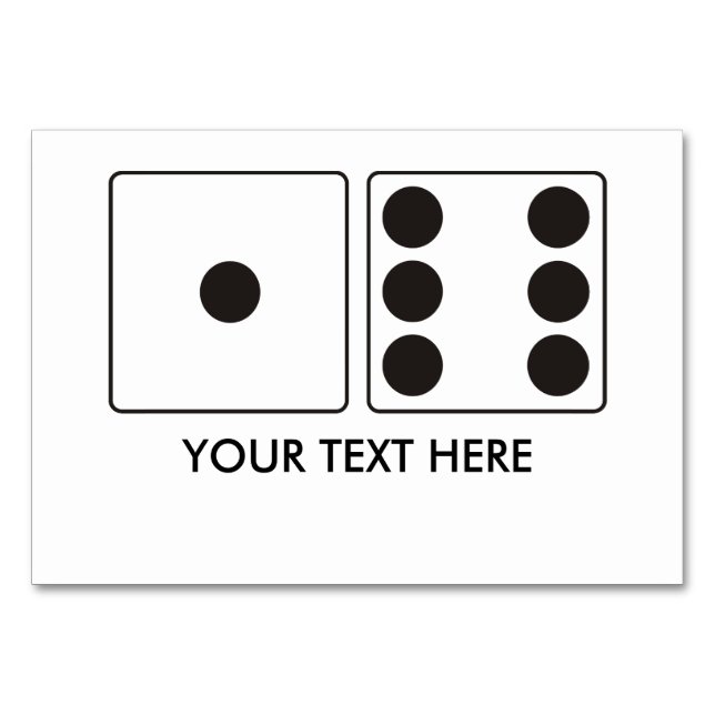Numeração De Mesa Números DICE das canalizações 1 + 6 + texto (Frente)