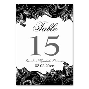 Numeração De Mesa Números personalizados preto e branco florais da