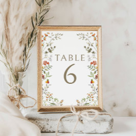 Numeração De Mesa Números Rustic Autumn Wildflower Wedding Table