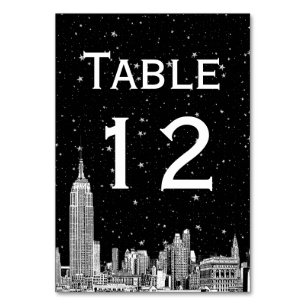Numeração De Mesa NYC Skyline Enchido Starry DIY Número da Tabela BG