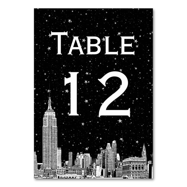 Numeração De Mesa NYC Skyline Enchido Starry DIY Número da Tabela BG (Verso)