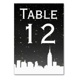 Numeração De Mesa NYC White Skyline Silhouette Starry Black Sky