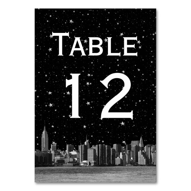 Numeração De Mesa NYC Wide Skyline Etch Starry DIY Número da Tabela  (Frente)