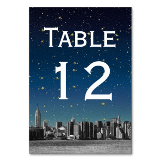 Numeração De Mesa NYC Wide Skyline Gradient Blue Starry DIY BG
